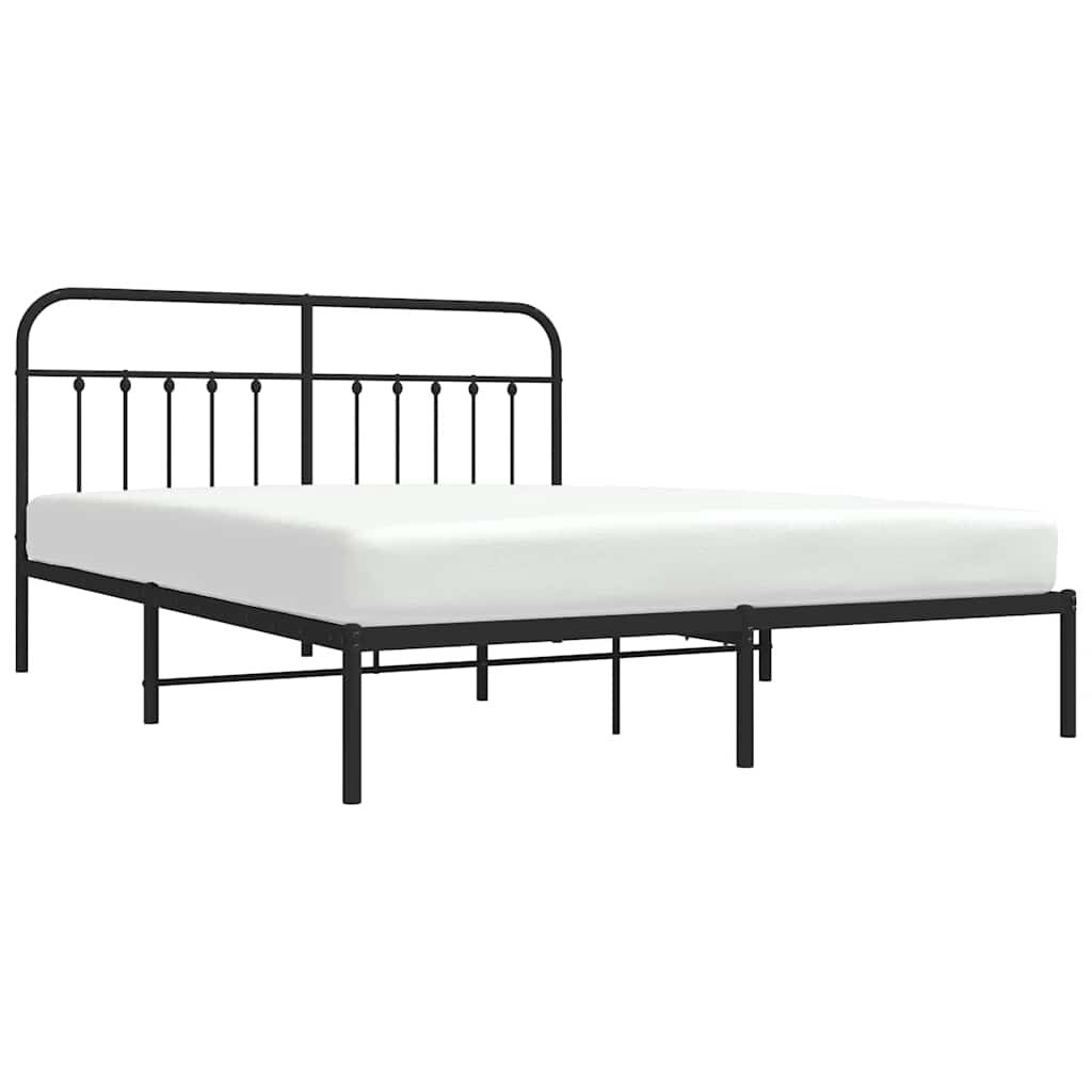 vidaXL Metal Bed Frame without Mattress with Headboard Black 183x213cm
