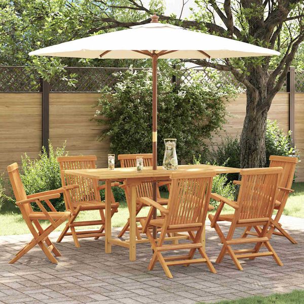 vidaXL Garden Dining Set 7 pcs Brown 160 x 80 x 75 cm Solid teak wood