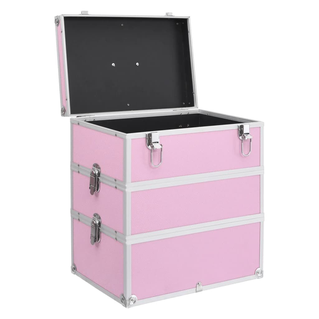 vidaXL Make-up Case 37x24x40 cm Pink Aluminium