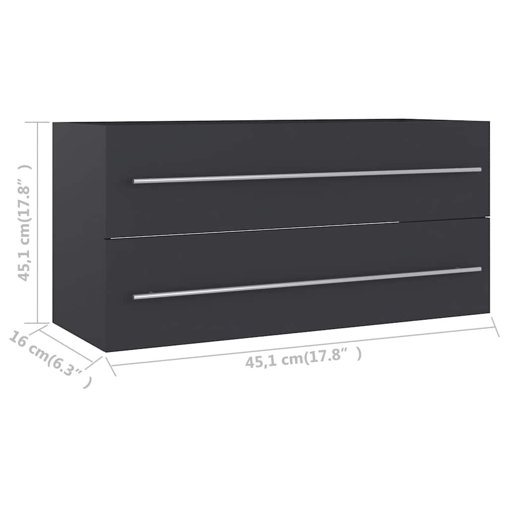 vidaXL 2 Piece Bathroom Furniture Set Grey Engineered Wood
