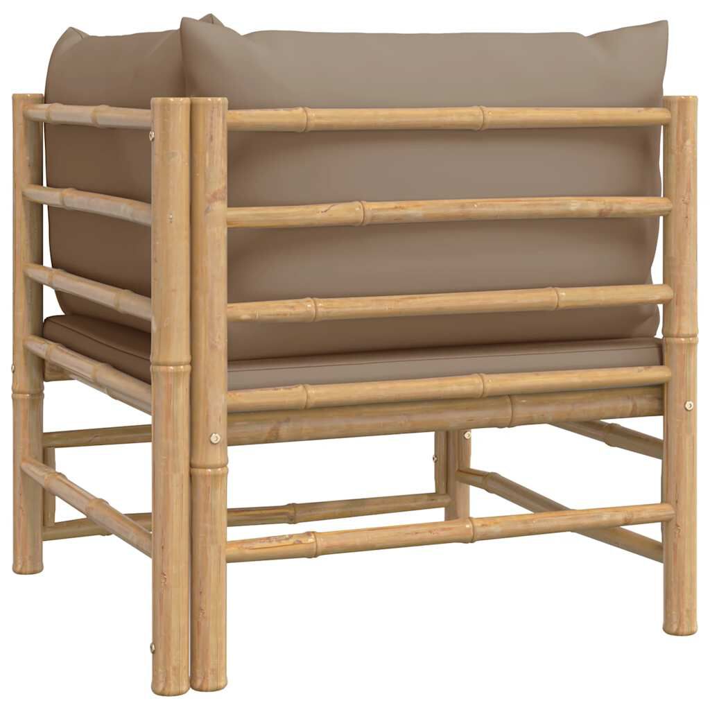 vidaXL Garden Corner Sofa with Taupe Cushions Bamboo