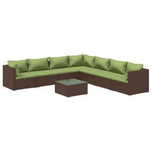 vidaXL 8 Piece Garden Lounge Set with Cushions Poly Rattan Brown