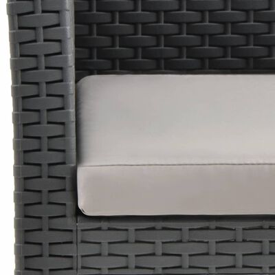 vidaXL 3 Piece Garden Lounge Set with Cushions PP Rattan Anthracite