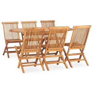vidaXL 5 Piece Folding Outdoor Dining Set Solid Teak Wood