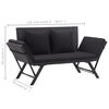 vidaXL Garden Bench with Cushions 176 cm Black Poly Rattan