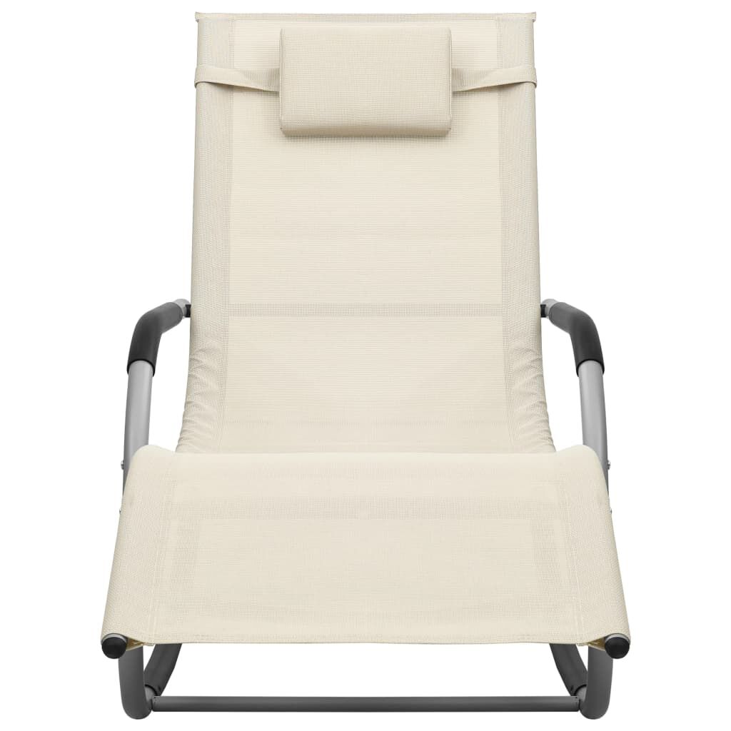 vidaXL Sun Lounger Textilene Cream and Grey
