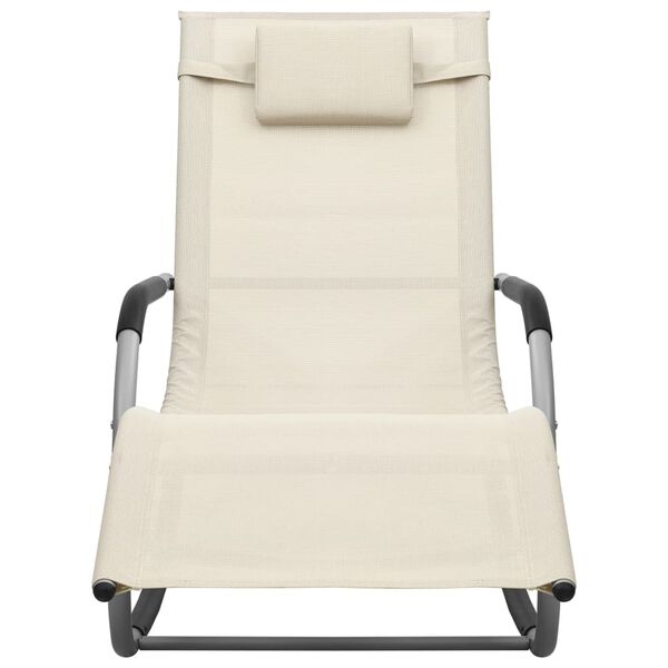 vidaXL Sun Lounger Textilene Cream and Grey