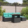 vidaXL Garden Dining Set with Cushion 6 pcs Black and Teal