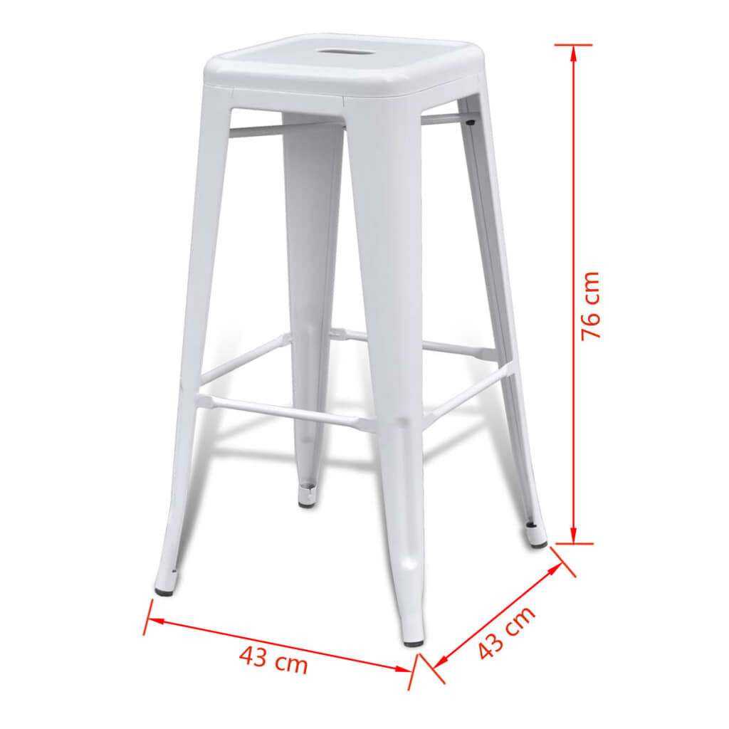 vidaXL Bar Stools 2 pcs White Steel