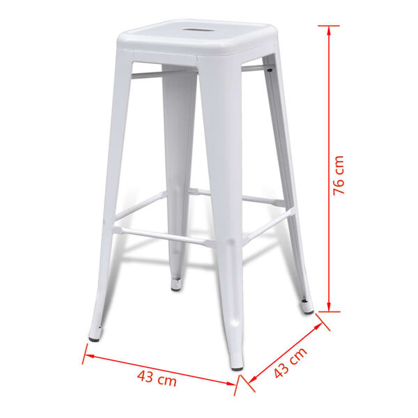 vidaXL Bar Stools 2 pcs White Steel
