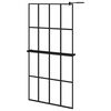 vidaXL Walk-in Shower Wall with Shelf Black 100x195 cm ESG Glass&Aluminium