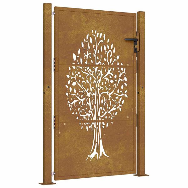 vidaXL Garden Gate 100x150 cm Corten Steel Tree Design