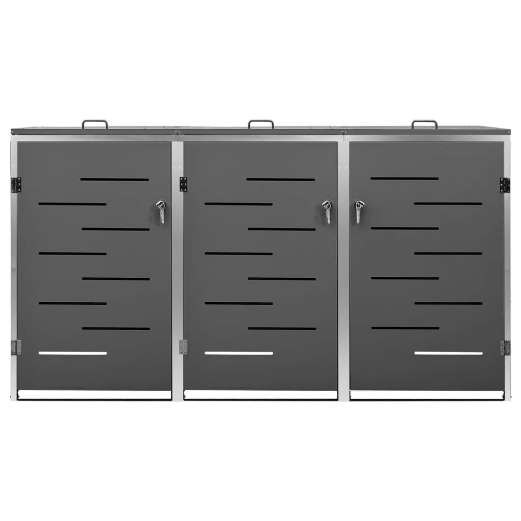 vidaXL Triple Wheelie Bin Shed 207x77.5x112.5 cm Stainless Steel