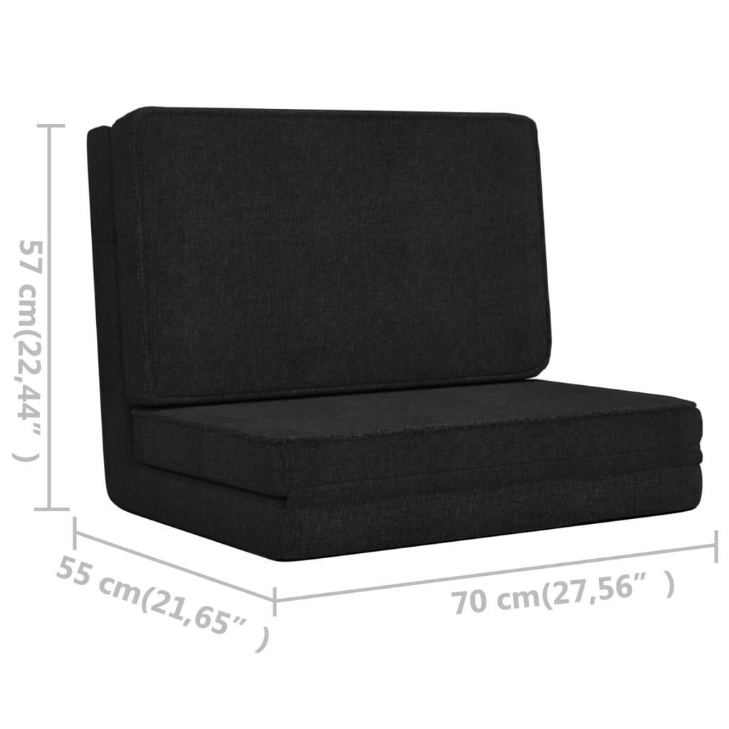 vidaXL Folding Floor Chair Black Fabric