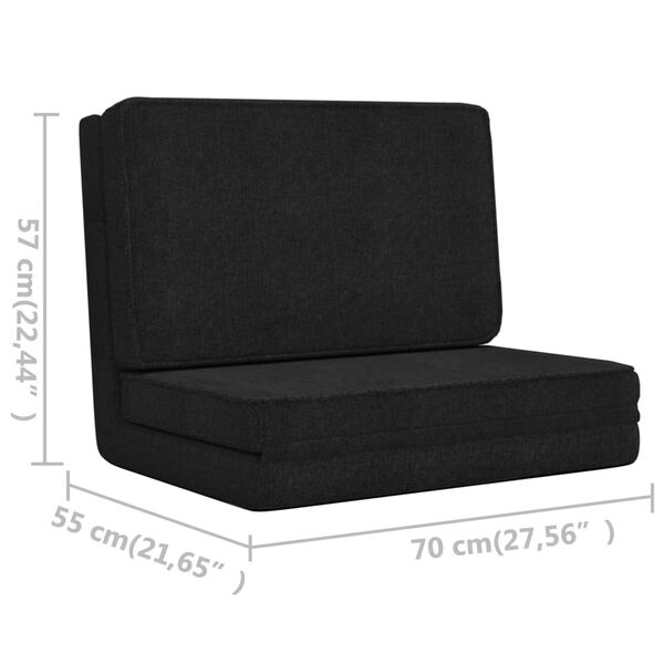 vidaXL Folding Floor Chair Black Fabric