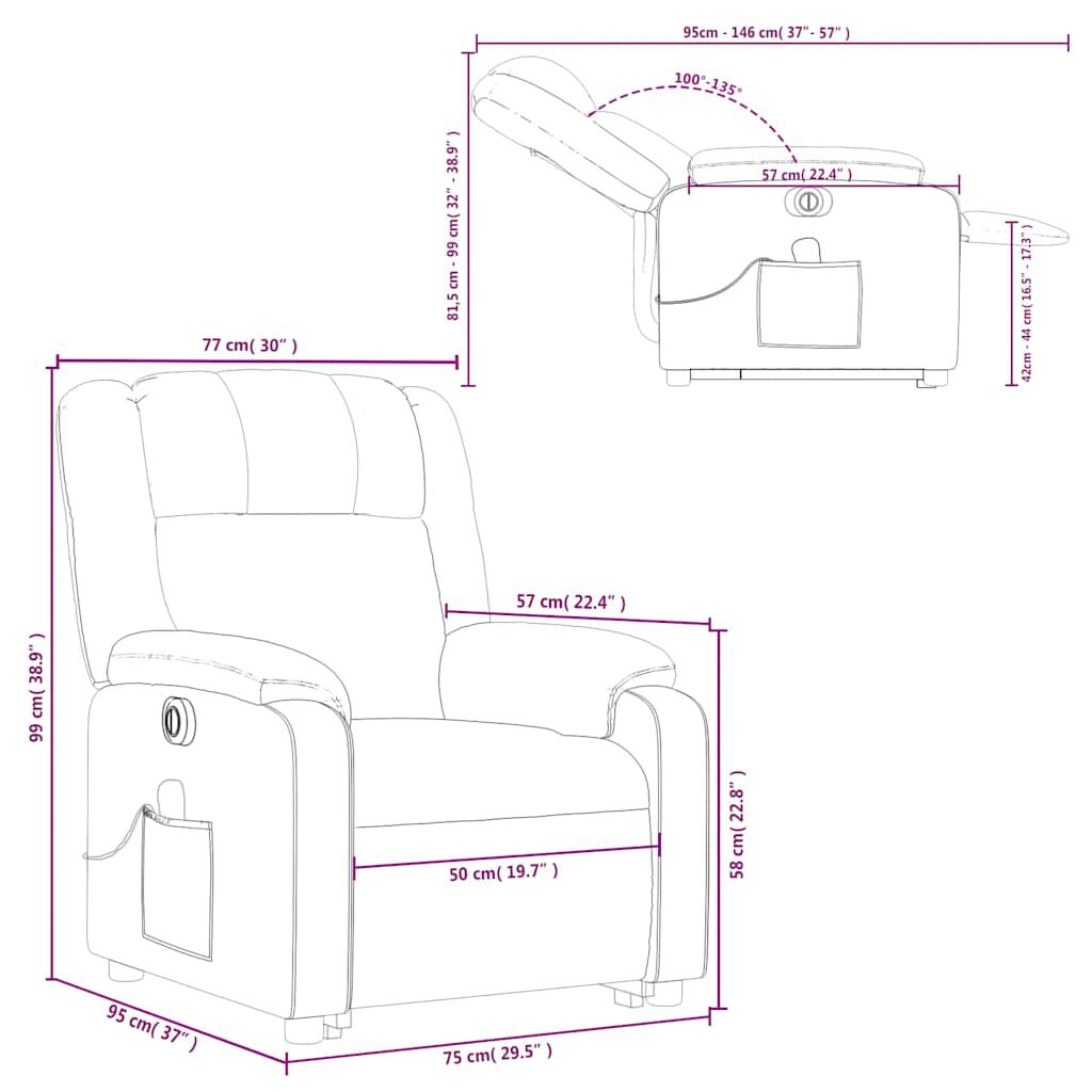 vidaXL Electric Stand up Massage Recliner Chair Dark Green Fabric