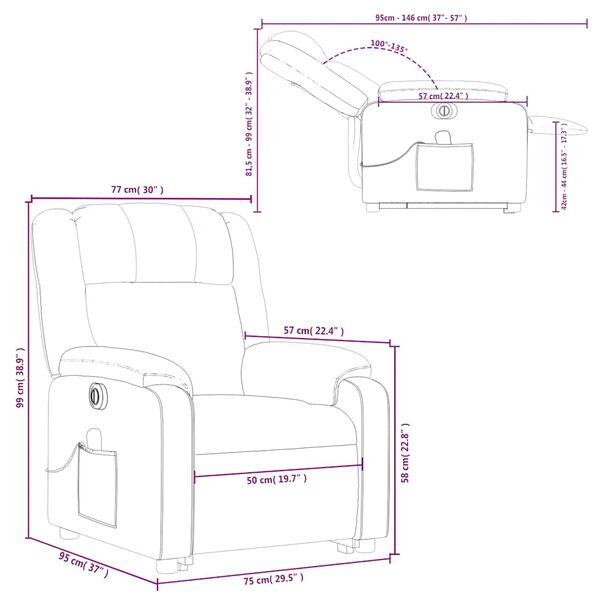 vidaXL Electric Stand up Massage Recliner Chair Dark Green Fabric