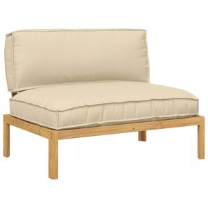 vidaXL Sofa Set with Cushion Beige 120 x 92 x 69 cm Solid Acacia Wood