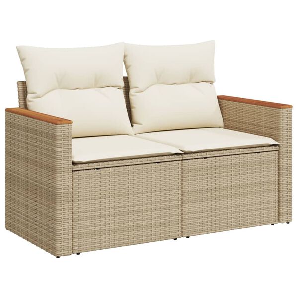 vidaXL 6 Piece Garden Sofa Set with Cushions Beige Poly Rattan
