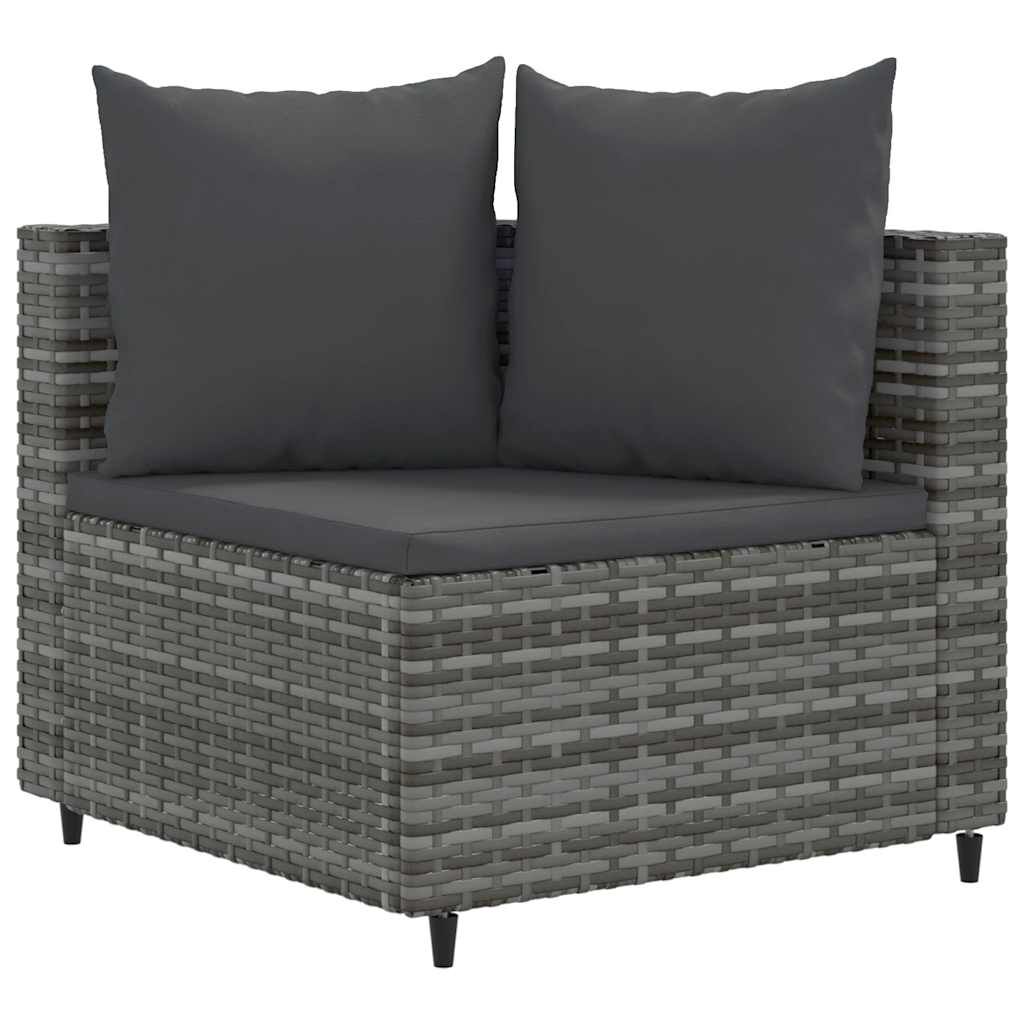 vidaXL 3 Piece Garden Sofa Set with Cushions Grey Poly Rattan