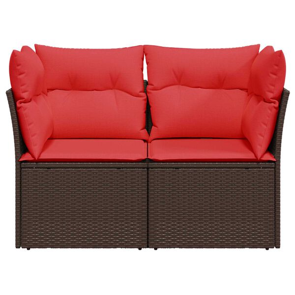 vidaXL Garden Sofa with Cushion Brown 124 x 62 x 69cm Poly Rattan
