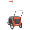 vidaXL Pet Bike Trailer Orange and Grey Oxford Fabric and Iron