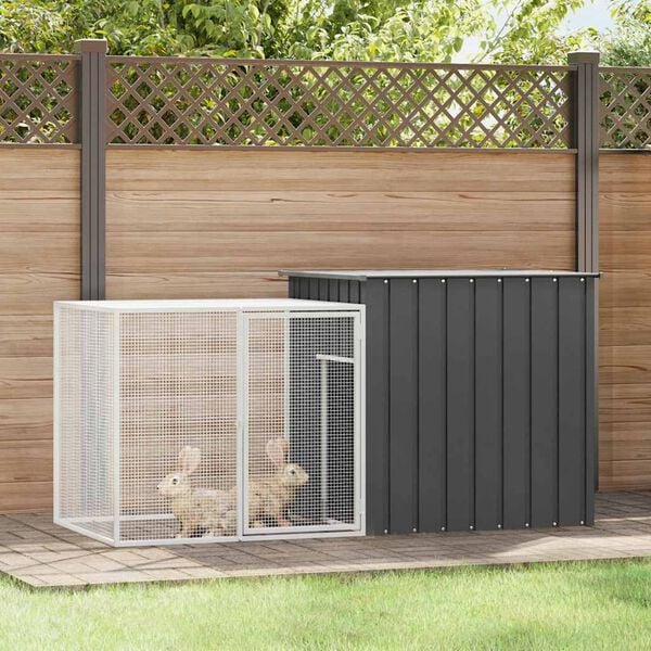 vidaXL Rabbit Cage Anthracite 200x91x100 cm Galvanised Steel
