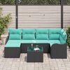 vidaXL Garden Sofa Set with Cushion 7 pcs Black Poly rattan
