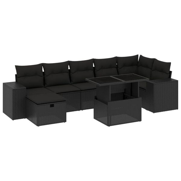 vidaXL 8 Piece Garden Sofa Set with Cushions Brown Poly Rattan
