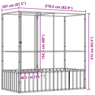 vidaXL Aviary Silver 210.5x107x212 cm Steel