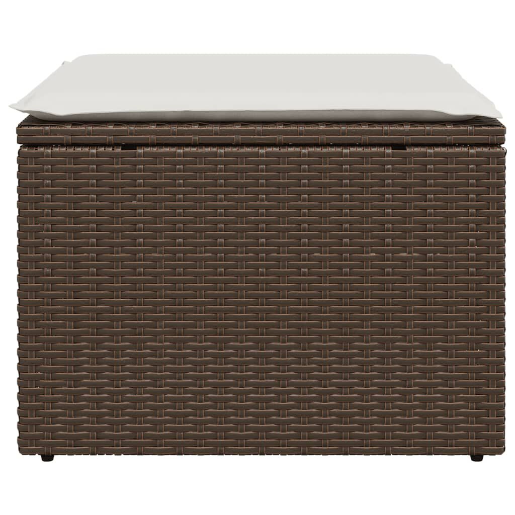 vidaXL Garden Stool with Cushion Brown 55x55x37 cm Poly Rattan