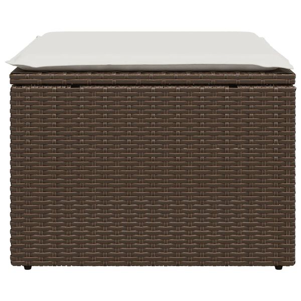 vidaXL Garden Stool with Cushion Brown 55x55x37 cm Poly Rattan