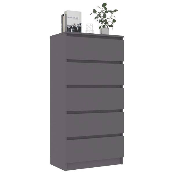 vidaXL Drawer Sideboard Grey 60x35x121 cm Engineered Wood