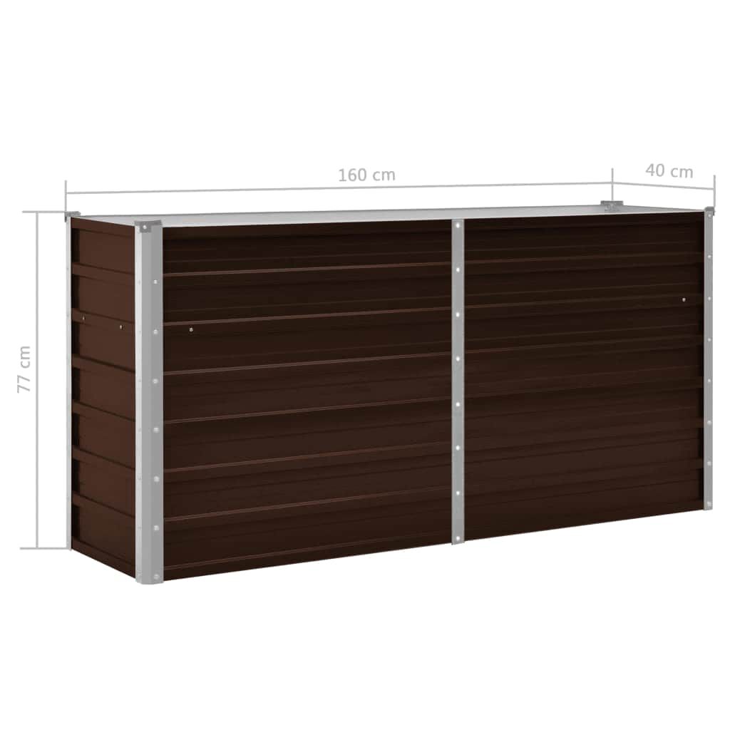 vidaXL Garden Raised Bed Brown 160x40x77 cm Galvanised Steel