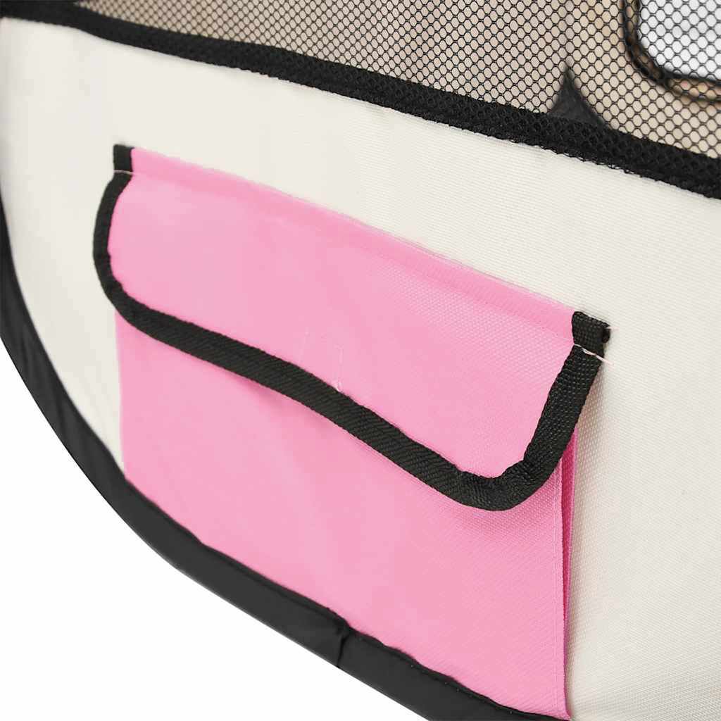 vidaXL Foldable Dog Playpen with Carrying Bag Pink 125x125x61 cm