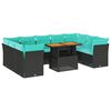vidaXL 10 Piece Garden Sofa Set with Cushions Black Poly Rattan