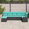 vidaXL Garden Sofa Set 7 pcs Black and Turquoise Poly Rattan