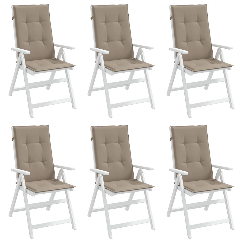 vidaXL Garden Highback Chair Cushions 6 pcs Taupe 120x50x3 cm Fabric