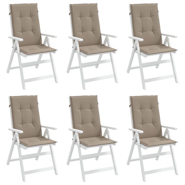vidaXL Garden Highback Chair Cushions 6 pcs Taupe 120x50x3 cm Fabric