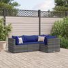 vidaXL 4 Piece Garden Lounge Set with Cushions Grey Poly Rattan