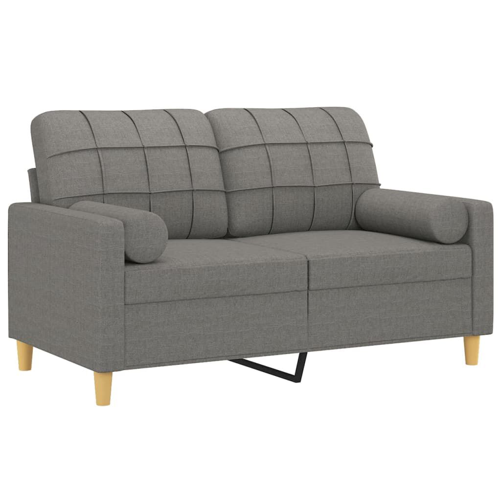 vidaXL 2-Seater Sofa with Pillows&Cushions Dark Grey 120 cm Fabric