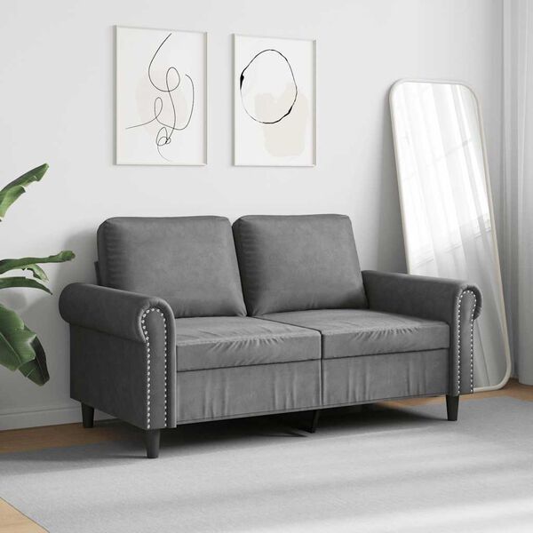 vidaXL 2-Seater Sofa Dark Grey 120 cm Velvet