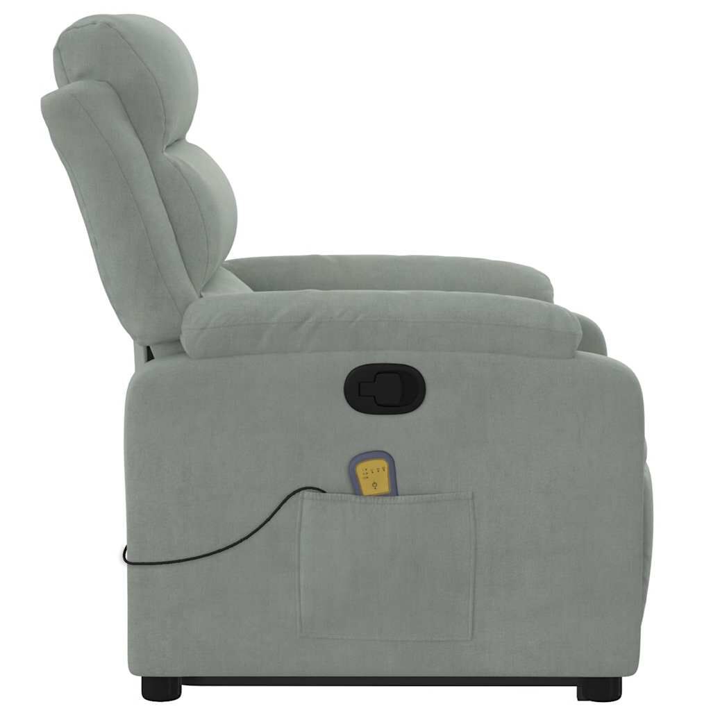 vidaXL Stand up Massage Recliner Chair Light Grey Velvet