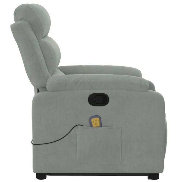 vidaXL Stand up Massage Recliner Chair Light Grey Velvet