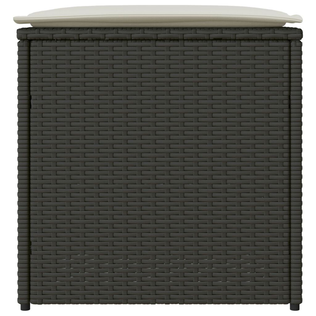 vidaXL Outdoor Storage Box Black and Cream Rattan, Polyester 80 cm