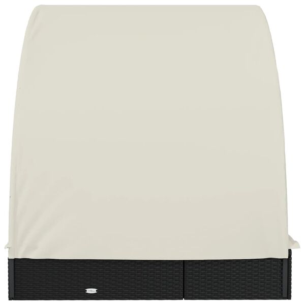 vidaXL 2-Person Sunbed with Round Roof Black 211x112x140 cm Poly Rattan