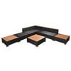 vidaXL 8 Piece Garden Lounge Set with Cushions Poly Rattan Black
