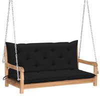 vidaXL Swing Bench with Black Cushion 120 cm Solid Teak Wood