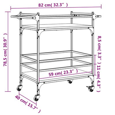 vidaXL Kitchen Trolley Smoked Oak 82x40x78.5 cm Engineered Wood