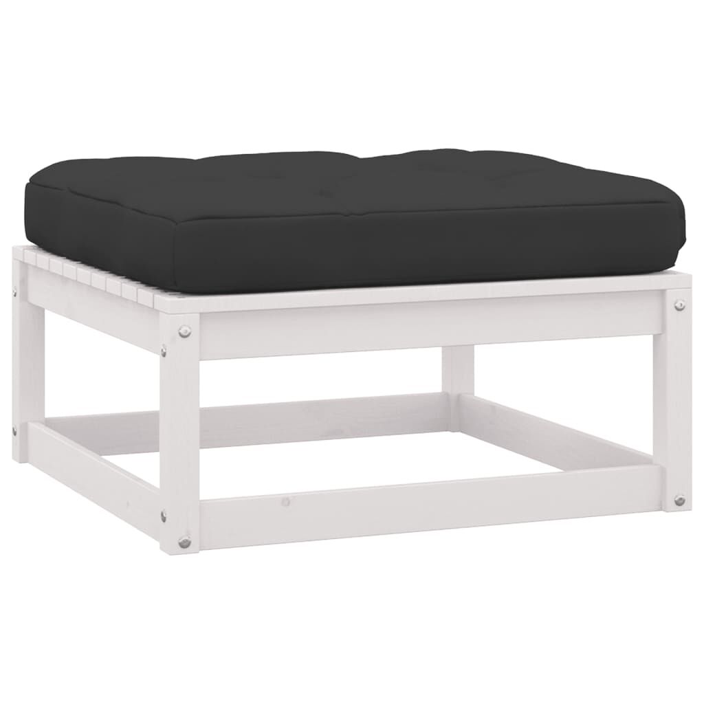 vidaXL Garden Footstools with Cushions 2 pcs White Solid Pinewood